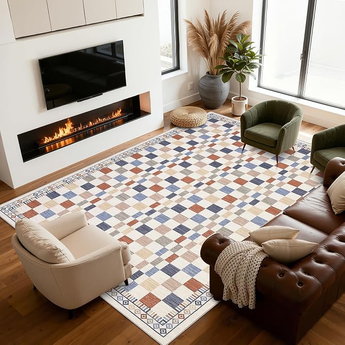 GarveeHome 8x10 Rug for Bedroom Modern Colorful Checkered Rug for Living Room - Image 7