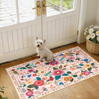 RELEANY Floral 2x4 Area Rugs Washable Print Boho Cute Carpet Non Slip Flower by RELEANY