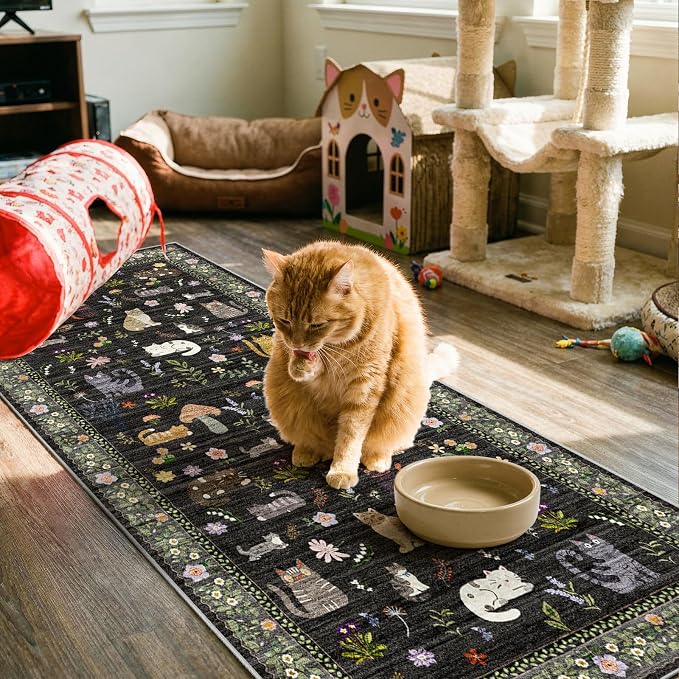 2x5 Washable Rug Runner, Non Slip Low Pile Hallway Cat Runner Rug, Stain by Puino