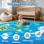 Kids Playroom Rug, 7x9ft World Map Play Mat - Image 3