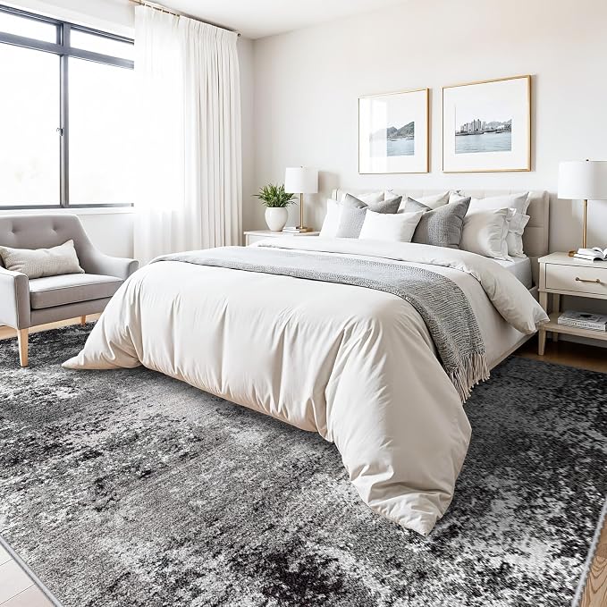 8x10 Washable Living Room Rug – Modern Neutral Abstract Large Area Rug - Image 4