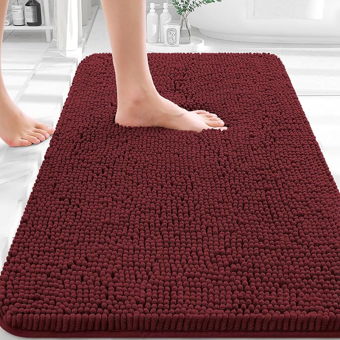 OLANLY Bathroom Rugs 30x20, Extra Soft Absorbent Chenille Bath Rugs, Rubber by OLANLY