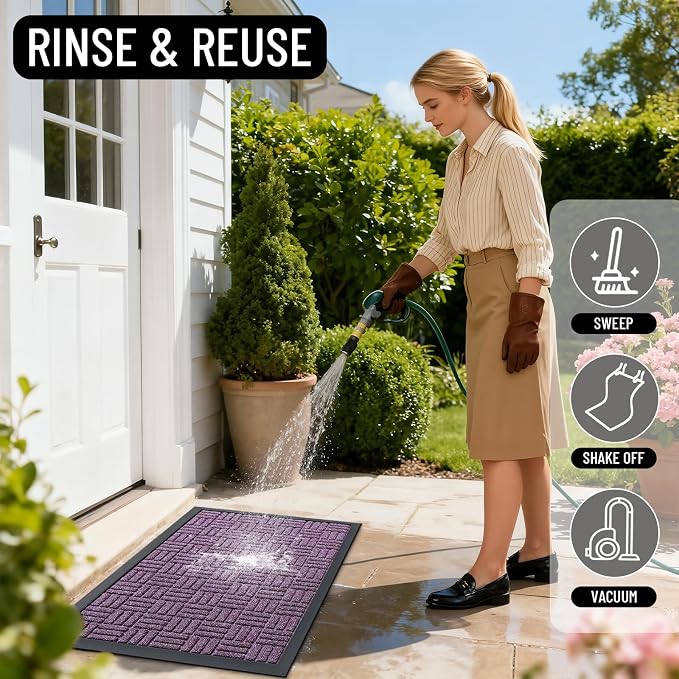 OLANLY Front Door Mat Outside Entrance 47x17, Heavy Duty Sturdy Natural Rubber - Image 7