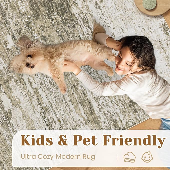 Washable Rug 9x12 Area Rugs for Living Room: Large Neutral Soft Rug Abstract - Image 5