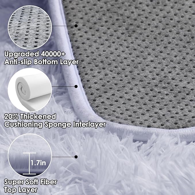 ONASAR White Area Rugs for Bedroom Living Room, Fluffy 4x6 Soft Shag Plush - Image 3