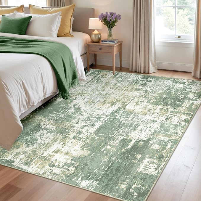 RELEANY Washable Area Rugs 4'x6' Non-Slip Modern Abstract Soft - Image 2