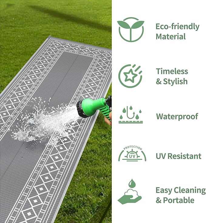 GENIMO Outdoor Rug Waterproof for Patio, 2.5'x8' Foldable Reversible Plastic - Image 6