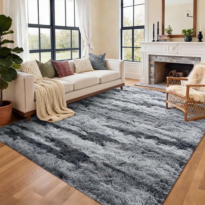 5x7 Ft Large Shag Rugs for Bedroom Living Room for Men Boys, Tie Dyed Ultra by Cuzwlovita