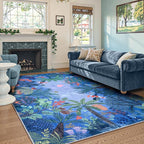 LIVEBOX Washable Bedroom Rug 8x10 Under Bed, Modern Stain Resistant Botanical - Image 2
