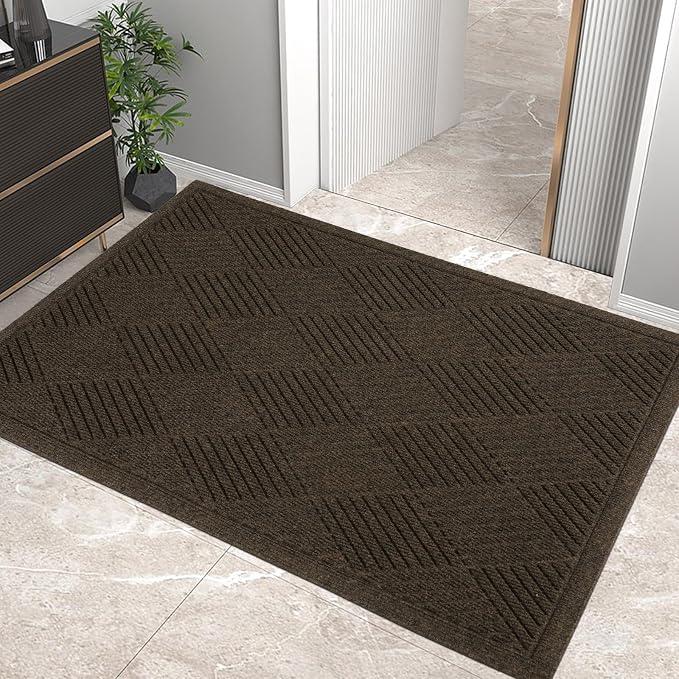 HIYARD Sturdy Front Door Mat, Absorbent Muddy Dirt Resist Welcome Door Mats by HIYARD