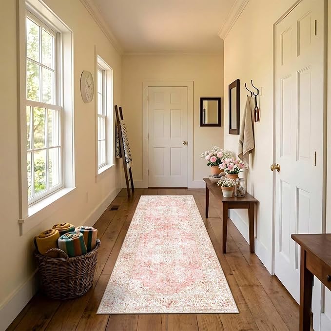 Latte&Fog 2x6 Washable Runner Pink Rugs, Non Slip Runner Rug by LatteFog