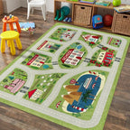 LIVEBOX Green Kids Playroom Rug, Non-Slip Soft Car Rugs Play Mat - Image 6