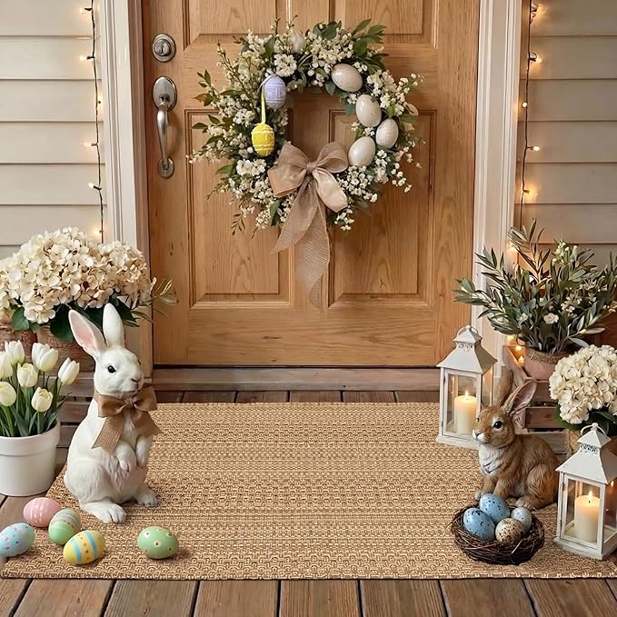 MatEssenz 27.5"x43" Washable Outdoor Front Door Mat, Textured Natural Woven by MatEssenz