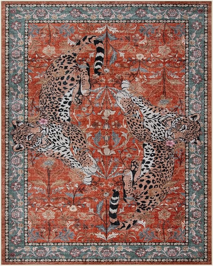 Moynesa Leopard Washable Rugs, 8x10 Area Rugs - Image 2
