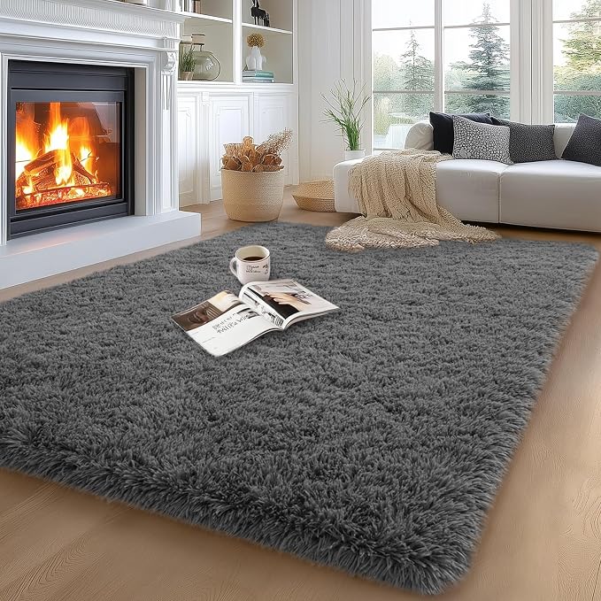 qulint 5x7 Area Rugs for Living Room, Soft Fluffy Bedroom Carpet 5x7 Shag by QULINT