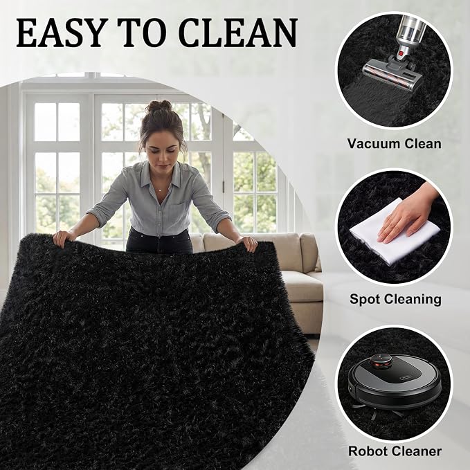 Area Rug for Living Room Bedroom: 6x9 Soft Fluffy Shag Rugs Upgrade Non-Slip - Image 7