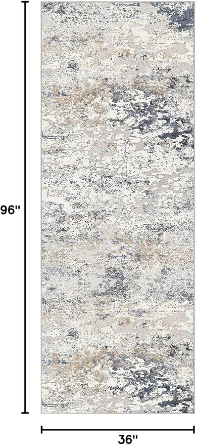 DMOYEST Washable Runner Rug for Hallway: 3x8 Neutral Modern Abstract Low Pile - Image 2