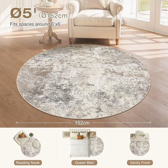 UERMEI 5ft Round Area Rug Living Room Rugs - Image 3