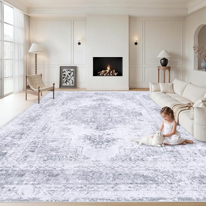 XLUEZ Area Rug 8x10 Living Room Rug, Machine Washable Vintage Distressed by XLUEZ
