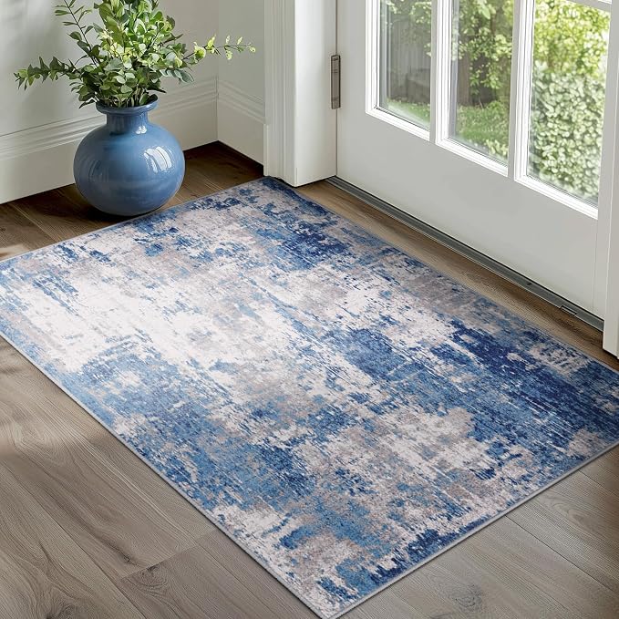 RELEANY Washable Area Rugs 4'x5' Non-Slip Modern Abstract Soft - Image 8