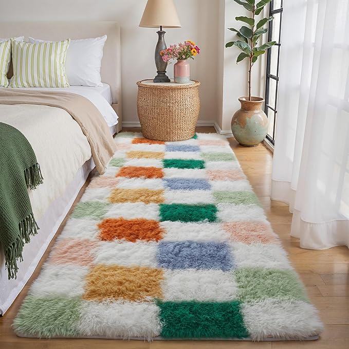 PureCozy 8'x10'+2'x6 Colorful Shag Rug Set of 2 - Image 3