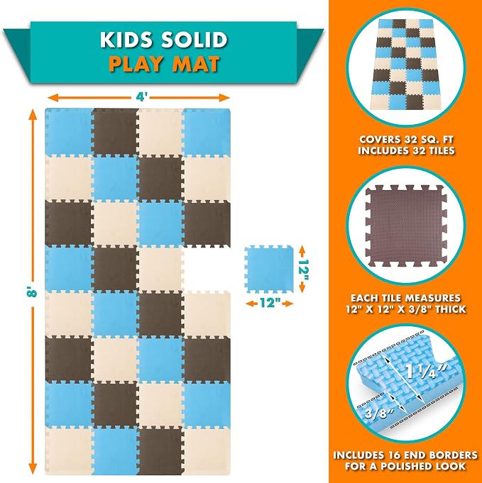 ProSource Baby Play Mat, Soft Foam Floor Tiles - Image 2