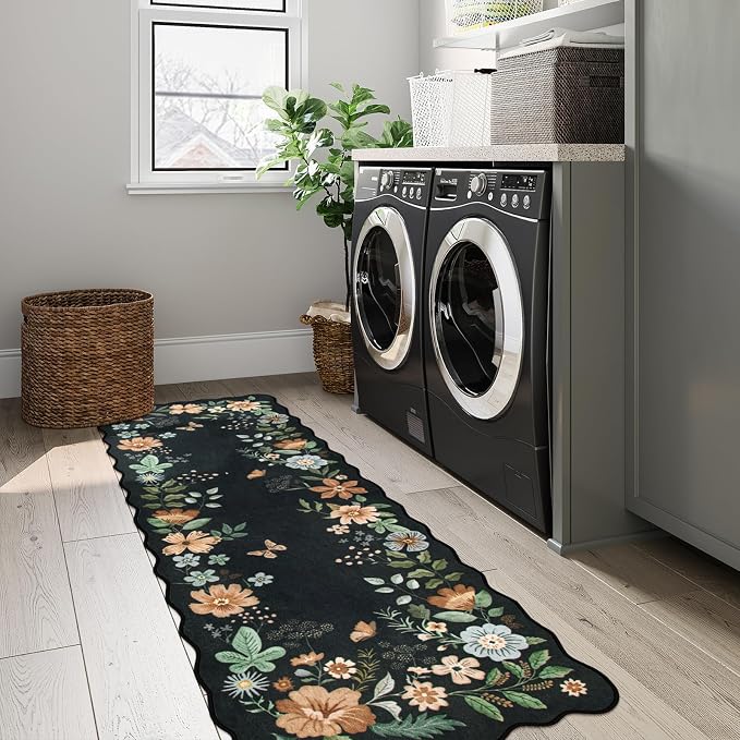 Lahome Floral Kitchen Runner, 2X6 Washable Runner Rug Non Slip Ultra-Thin - Image 4