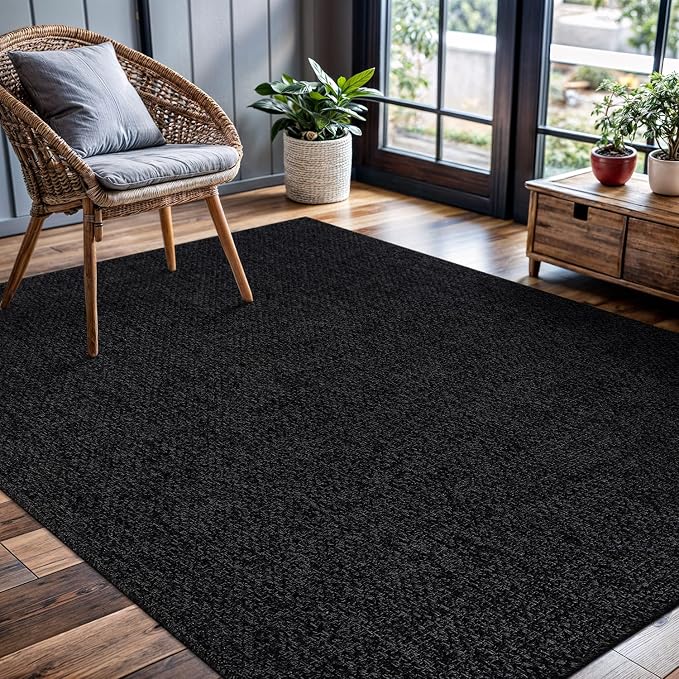 CAMILSON Easy Jute Rug 4x6, Indoor Outdoor Dark Gray Black Farmhouse Area Rugs - Image 6