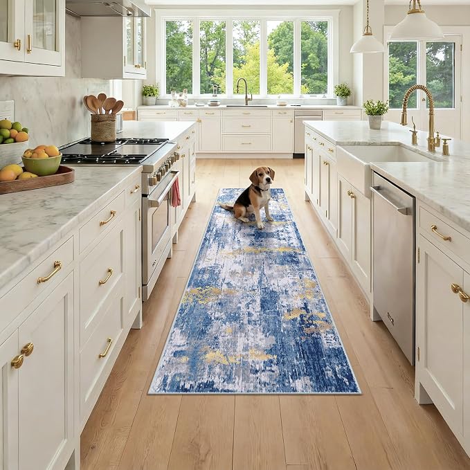 RELEANY Washable Area Rugs 2x7 Non-Slip Modern Abstract Soft by RELEANY