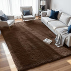 8x10 Area Rugs for Living Room Rug: Soft Fluffy Shag Brown Rugs for Bedroom - Image 3