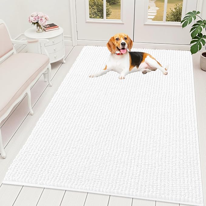 OLANLY Dog Door Mat for Muddy Paws 59x35, Ultra Absorbent Chenille Mud Doormat by OLANLY