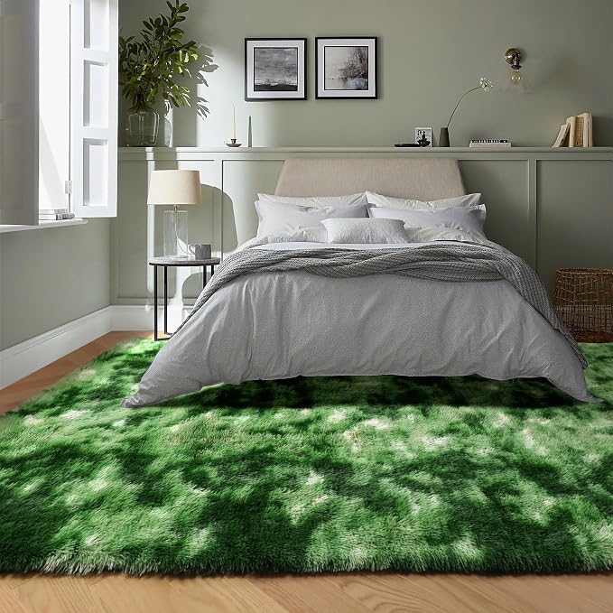 PAGISOFE Fluffy Dark Green Rugs - Image 5
