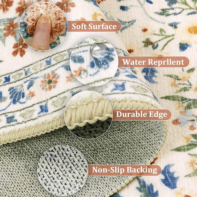Yamaziot Washable Runner Rug 2x6 – Non Slip Boho Floral Hallway Runner Rug - Image 5