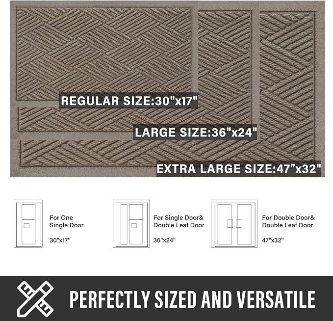 HIYARD Sturdy Front Door Mat, Absorbent Muddy Dirt Resist Welcome Door Mats - Image 2