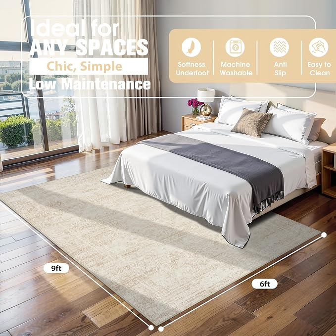 6x9 Area Rugs for Living Room Rug Washable: Abstract Rug for Dining Room - Image 2