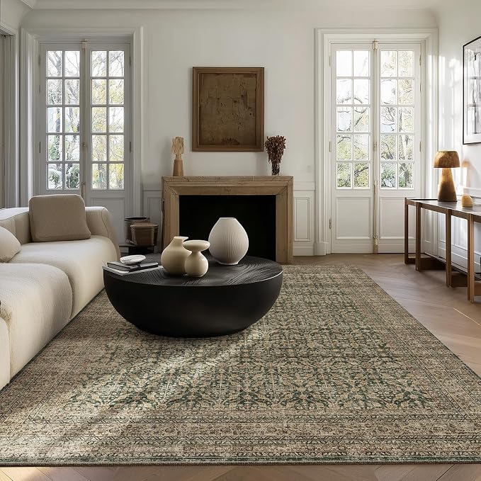 Machine Washable Rugs for Living Room: 5x7 Area Rugs Boho Vintage Rugs Stain - Image 2