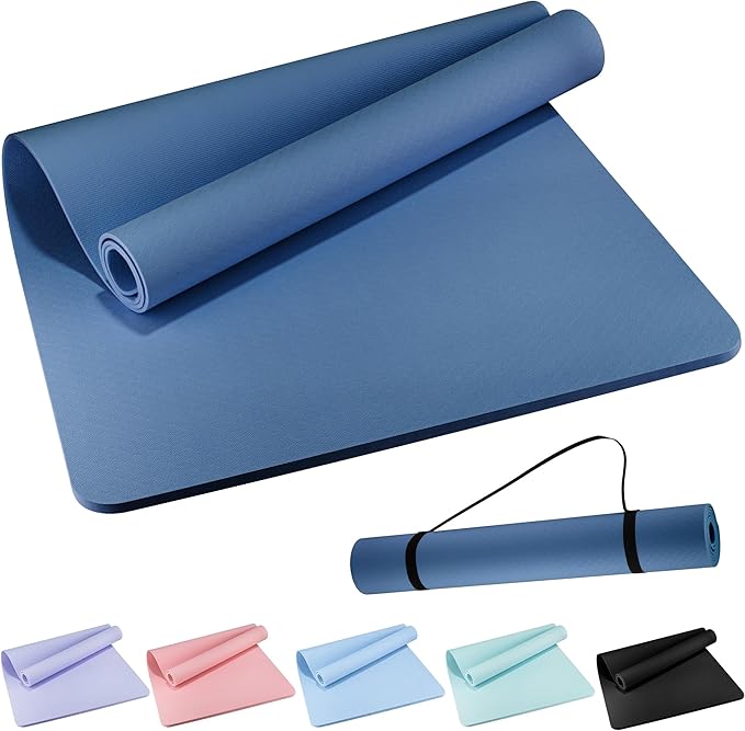 Extra Wide Yoga Mat 72" x 32", 6mm Non Slip TPE Exercise Mat by wimwum