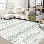 Nakagishi Green Rug Living Room 5x8: Washable Boho Large Neutral Farmhouse Soft by NakagishiAreaRug
