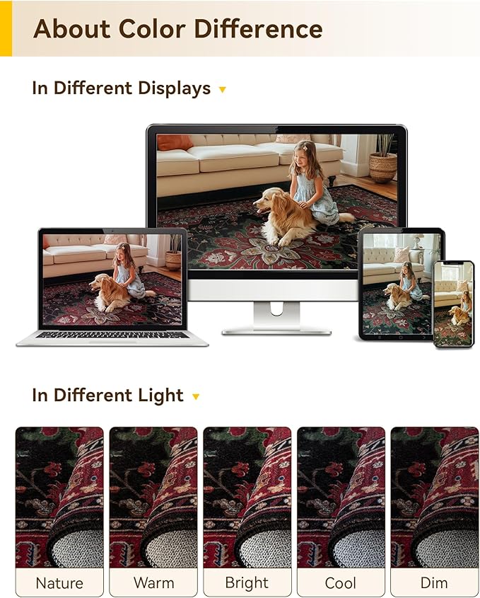 RELEANY Area Rugs Runner 2'6"x8' Washable Non-Slip, Floral Vintage Distress - Image 6
