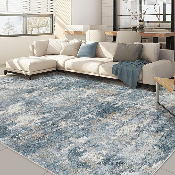 Nakagishi 10x12 Area Rugs Living Room: Washable Abstract Large Neutral Soft Rug by NakagishiAreaRug