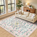 6x9 Area Rugs for Living Room: Floral Washable Rug Vintage Large Soft Boho by PLHXFRSoftAreaRugs