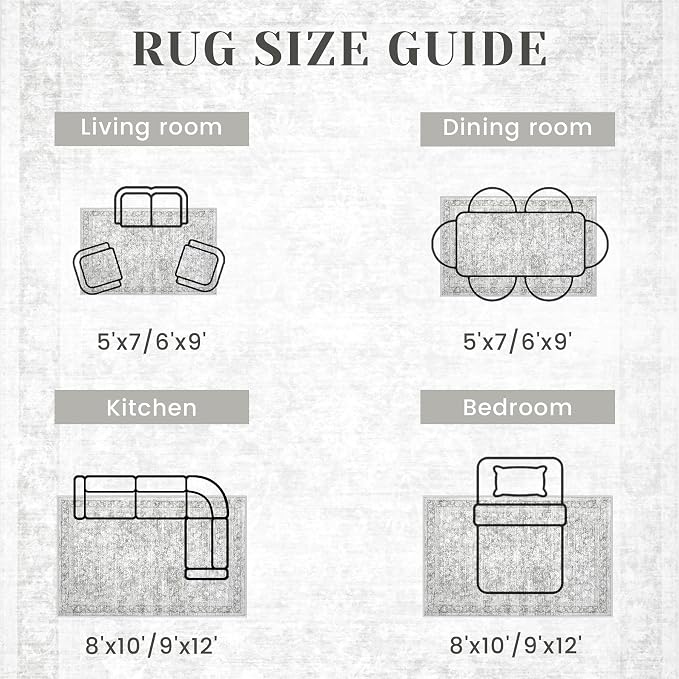 9x12 Area Rugs for Living Room: Washable Large Vintage Floral Rug Low Pile - Image 7