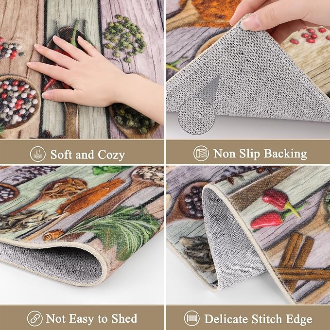 Vaukki Boho Kitchen Rug Sets 3 Pieces, Washable Kitchen Mats - Image 4