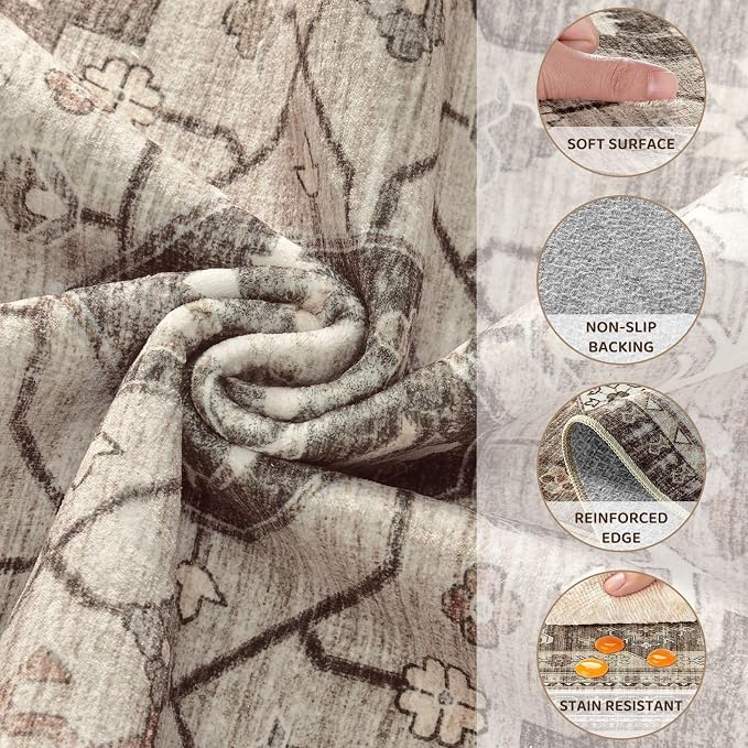 3x5 Washable Area Rug, Large Rugs - Image 8