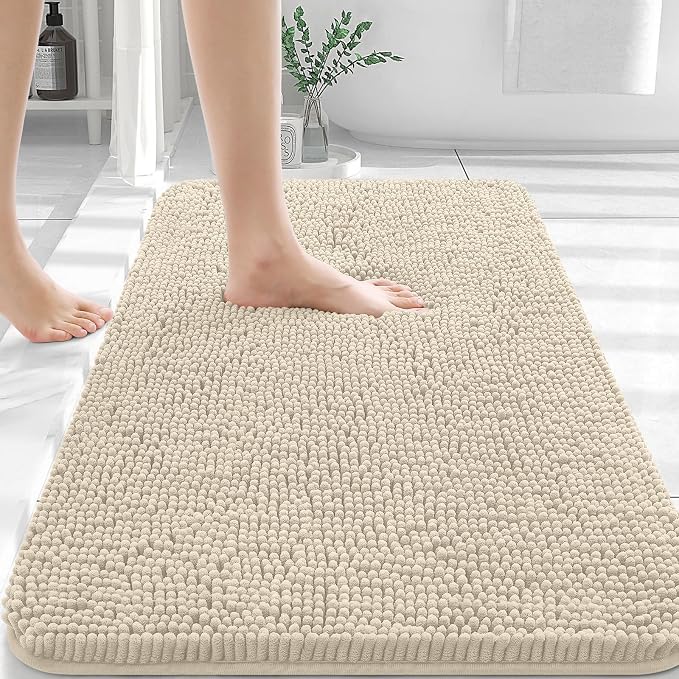 OLANLY Bathroom Rugs 36x24, Extra Soft Absorbent Chenille Bath Rugs, Rubber - Image 2
