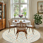 Round Area Rug for Living Room: 4 ft Floral Washable Circle Rug Soft Non-Slip - Image 4