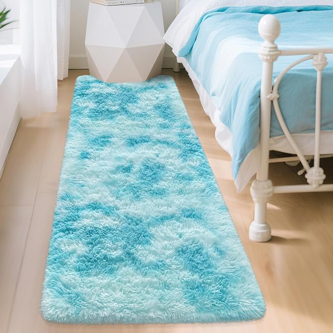 Light Blue Fluffy Rug for Bedroom Living Room, 2x6 ft Soft Sky Blue Bedroom - Image 8