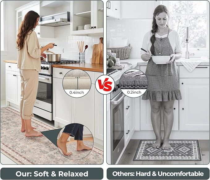 GRANNY SAYS Boho Kitchen Rug Sets of 2, Non Slip Washable Faux Wool Kitchen Mats - Image 5