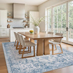 5x7 Area Rugs for Living Room:Blue Washable Vintage Medallion Boho Rug Non-Slip - Image 4