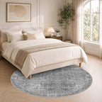 Latte&Fog Round Rug Washable Vintage Non Slip Circle Area Rug | Washable - Image 3